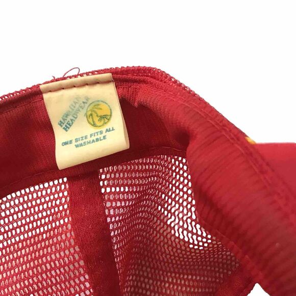 VTG Hawaii Maui Trucker Hat Red White Snapback Embroidered Leaf Foam Mesh Rope - Picture 7 of 9